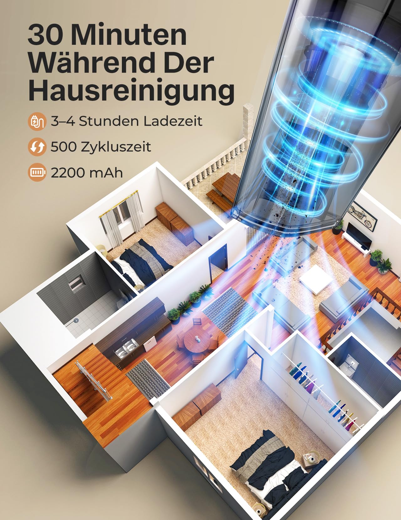 Kabelloser Handstaubsauger Akku